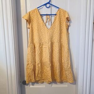 Abercrombie & Fitch Yellow Polka Dot Trapeze Mini Dress